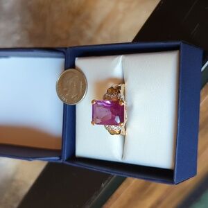 February birthstone Amethyst ring, with crystal accents